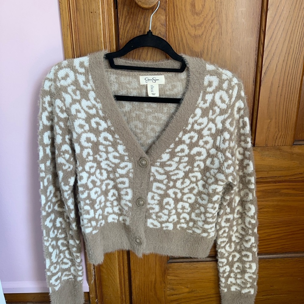 Cheetah eyelash button up cardigan